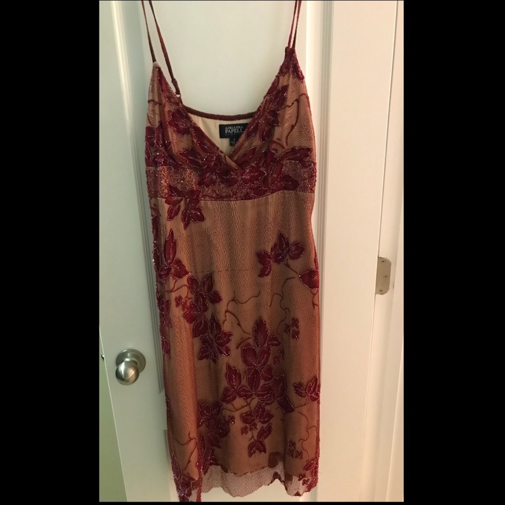 Gorgeous Maroon Lace Beaded Evening Dress